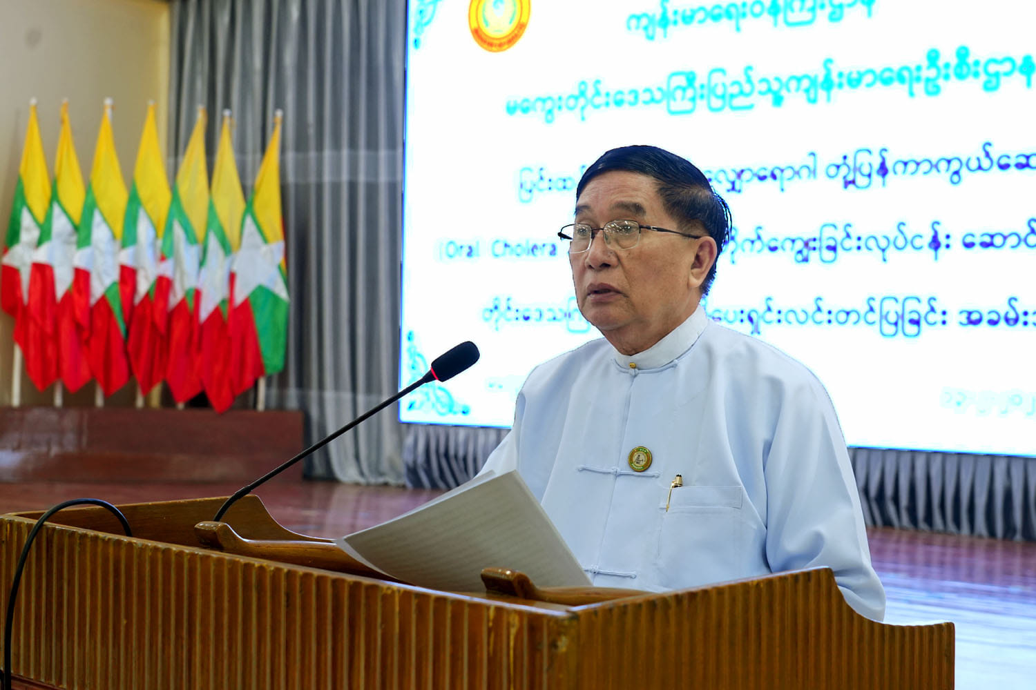 ပြင်းထန်ဝမ်းပျက်ဝမ်းလျှောရောဂါတုံ့ပြန် ကာကွယ်ဆေး (OCV)တိုက်ကျွေးခြင်း လုပ်ငန်းဆောင်ရွက် နိုင်ရေးအတွက် တိုင်းဒေသကြီးအဆင့် အသိပေးရှင်းလင်း တင်ပြခြင်း အခမ်းအနားကျင်းပ